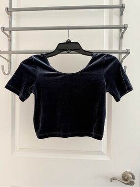 American Apparel Blue Velvet Scoop Crop Top